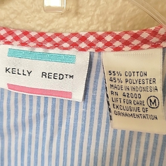 Kelly Reed Vintage Striped Apple Applique Button Front Nightgown - Size Medium - Picture 8 of 9